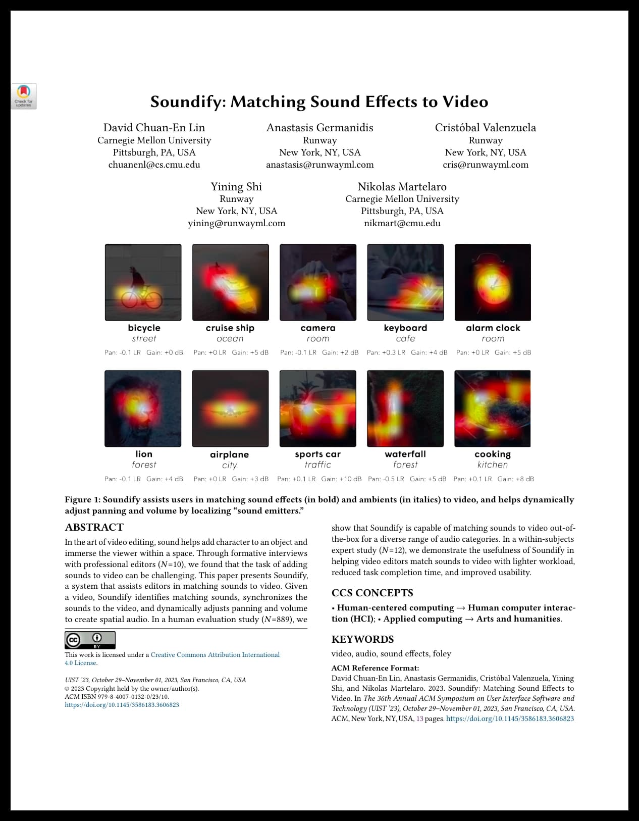 Soundify: Matching Sound Effects to Video