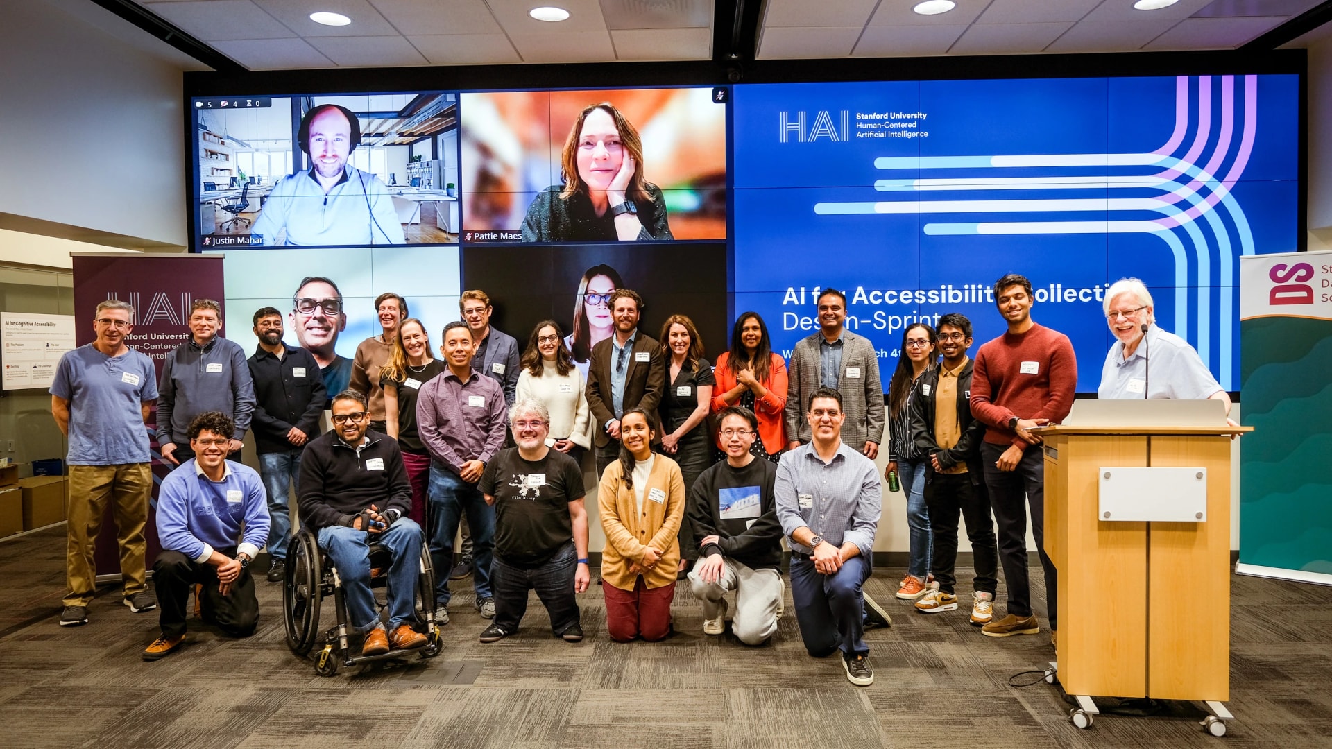 Group photo of the AI for Accessibility Collective design sprint at Stanford HAI