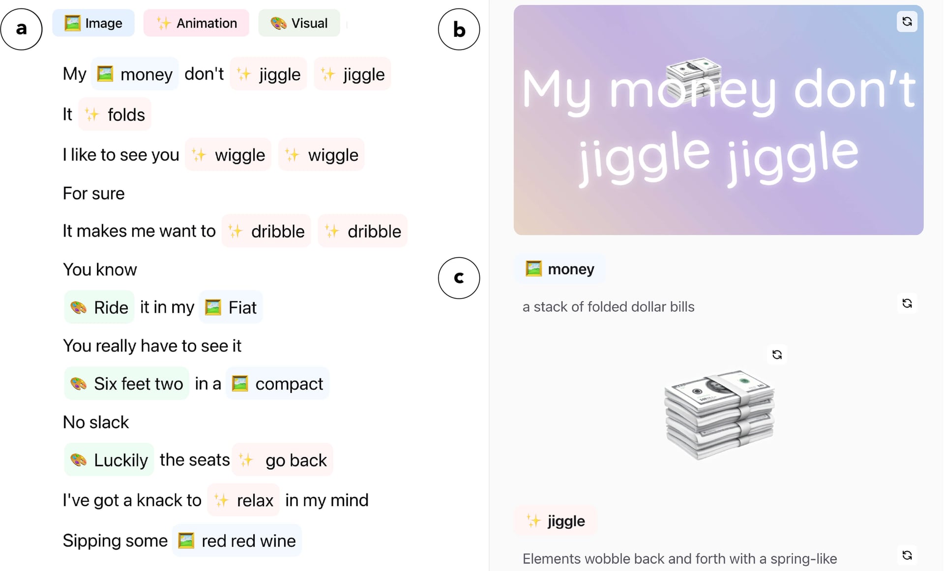 Visual Lyrics interface